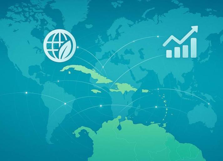 A map of the Caribbean with symbols above it