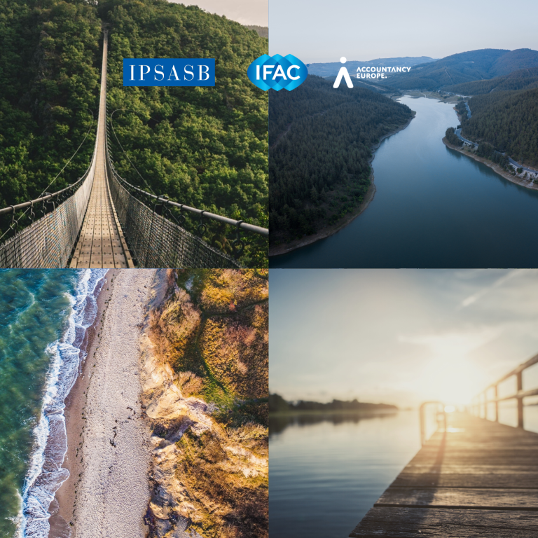 Four images of scenery with IPSASB logo