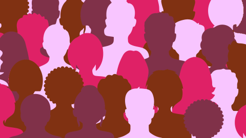 Illustration of diffently colored heads, shades of red