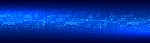 Circuitry etched onto a blue background